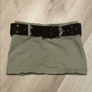 Vintage Copper Key Juniors Sage Mini Skirt w Brown Belt